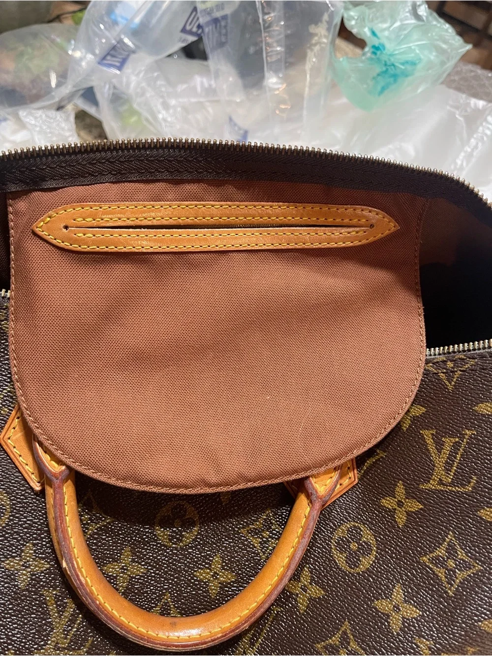 Louis Vuitton Speedy 35 Monogram Canvas Duffel with Vachetta Leather Handles